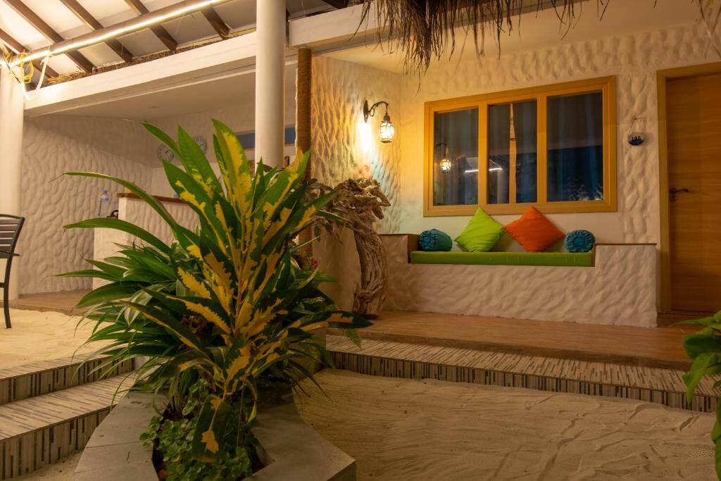 Trip Villa garden terrace in the evening